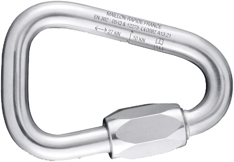 Karabińczyk trójkątny zakręcany stalowy Irudek DELTA LINK, prześwit 10 mm, 27 kN, EN 362