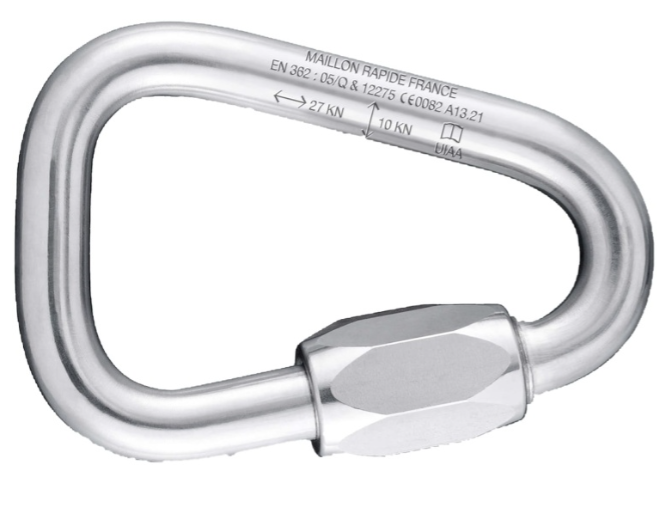 Karabińczyk trójkątny zakręcany stalowy Irudek DELTA LINK, prześwit 8 mm, 27 kN, EN 362
