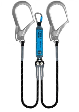 Podwójna lonża z amortyzatorem Irudek Astun Y 373-BHSA, lina 12 mm, 180 cm, haki 110 mm, 140 kg, EN 355, VG11.063