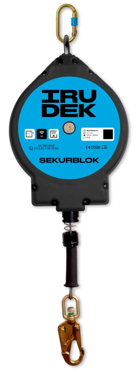Urządzenie samohamowne Irudek SEKURBLOK 30M, lina stalowa 30 m, 140 kg, EN 360, ATEX