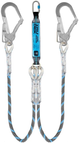 Podwójny amortyzator energii z liną Irudek ABE 363-SE, 1,8 m, haki 50 mm, EN 355, VG11.074