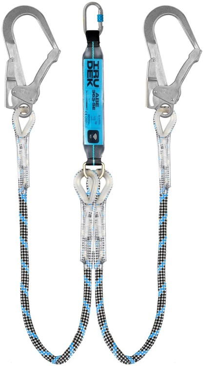 Podwójny amortyzator energii z liną Irudek ABE 363-SE, 1,8 m, haki 50 mm, EN 355, VG11.074