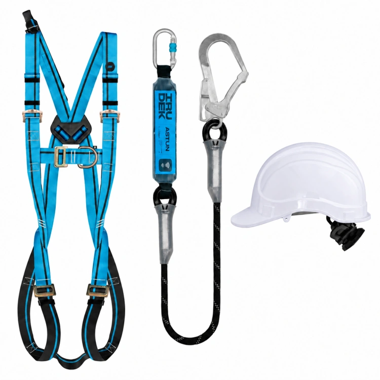 Zestaw IRUDEK do prac budowlanych – LIGHT 3, ASTUN I i STILO 300V — kask biały, cały zestaw