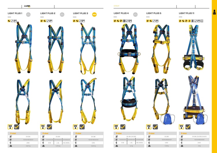 Szelki bezpieczeństwa Irudek LIGHT PLUS 11, 140 kg, EN 361, EN 358, EN 813 - zdjęcie 4