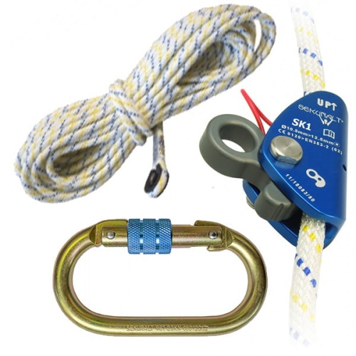 Zestaw asekuracyjny ślizgowy Irudek SK1, lina 10,5–13 mm, 40 m, EN 353-2