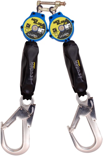 Podwójne urządzenie samohamowne Irudek TWINBLOK SE-H, taśma 2 m, 140 kg, EN 360, VG11.060