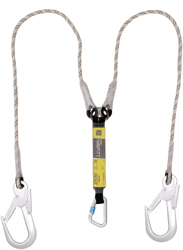 Podwójny amortyzator energii z hakiem Gancho Irudek ABE 373, 1,4 m, haki 60 mm, EN 355