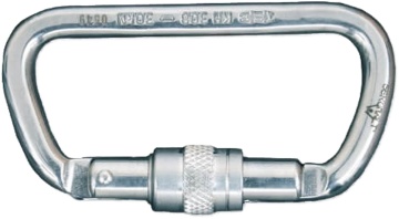 Karabińczyk ze stali nierdzewnej INOX Irudek 308INOX, zamknięcie gwintowe, prześwit 16 mm, 30 kN, EN 362