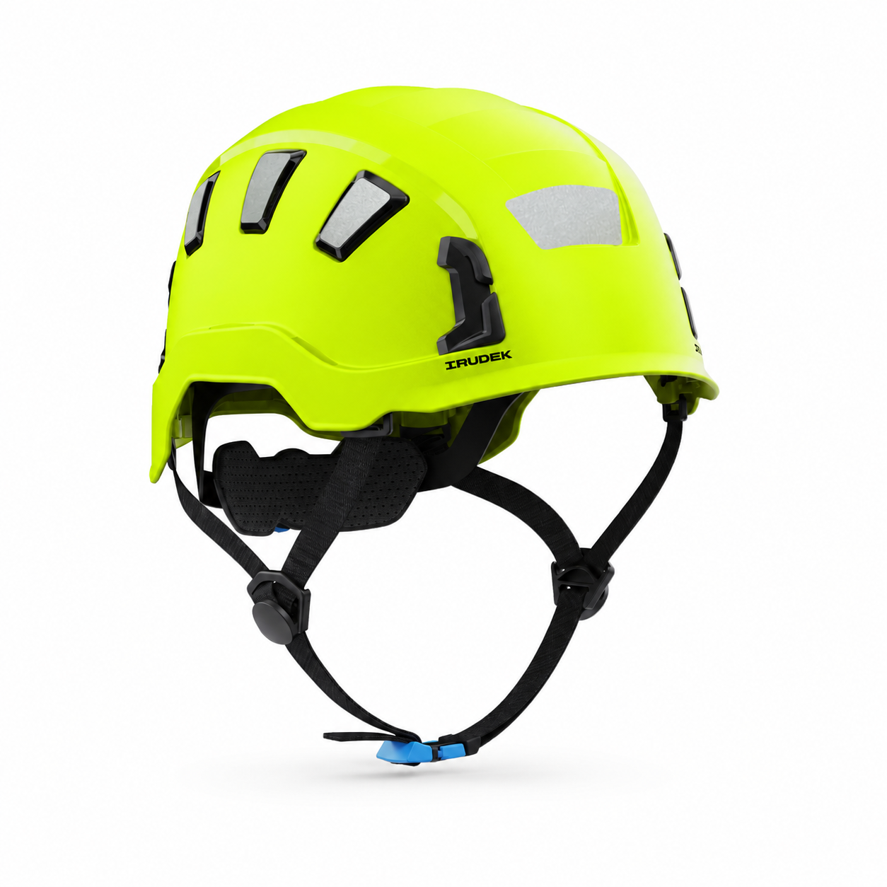 Kask OREKA II VENT HI-VIZ wentylowany z uchwytami na lampę i odblaskami